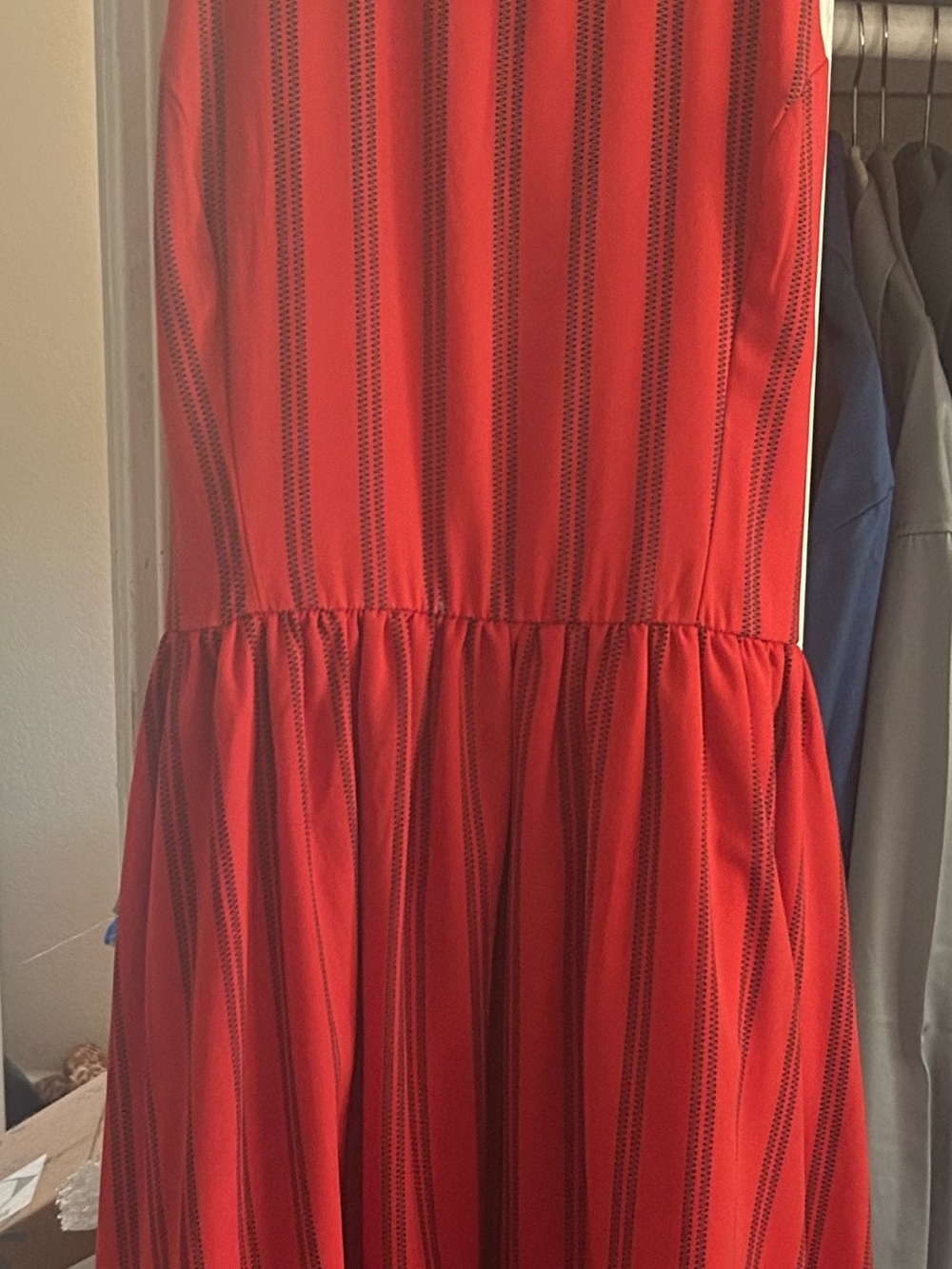 Red Striped Sleeveless Dress